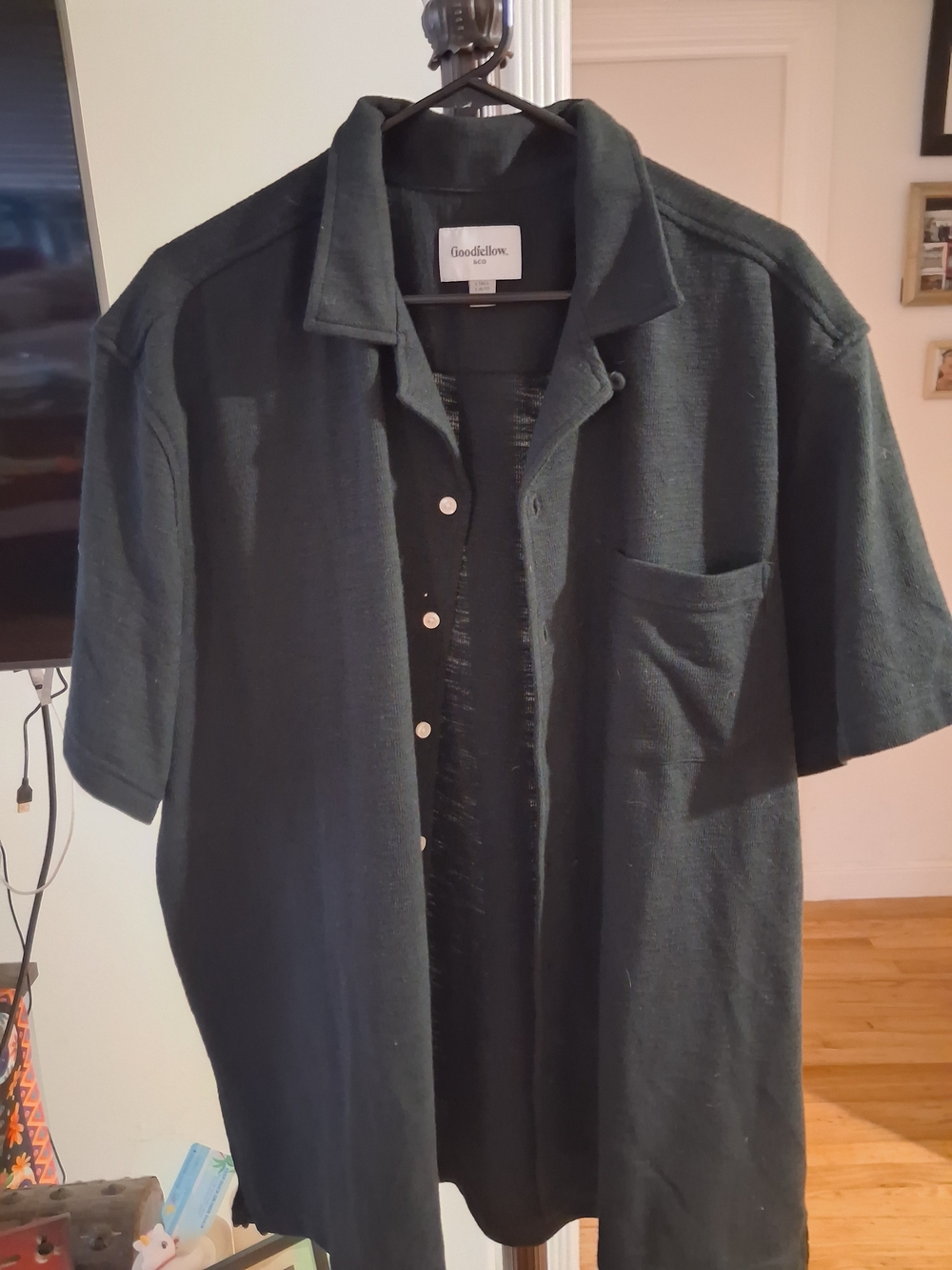 Goodfellow & Co Blk Short Sleeve Button-Front Shirt